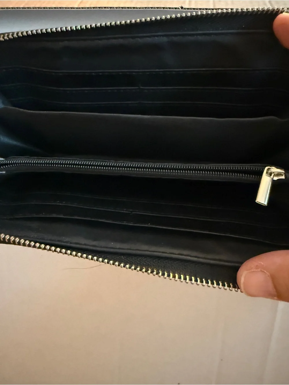 Leopard Crystal Zip-Around Wallet in Black and Brown